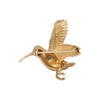 YELLOW GOLD HUMMINGBIRD BROOCH