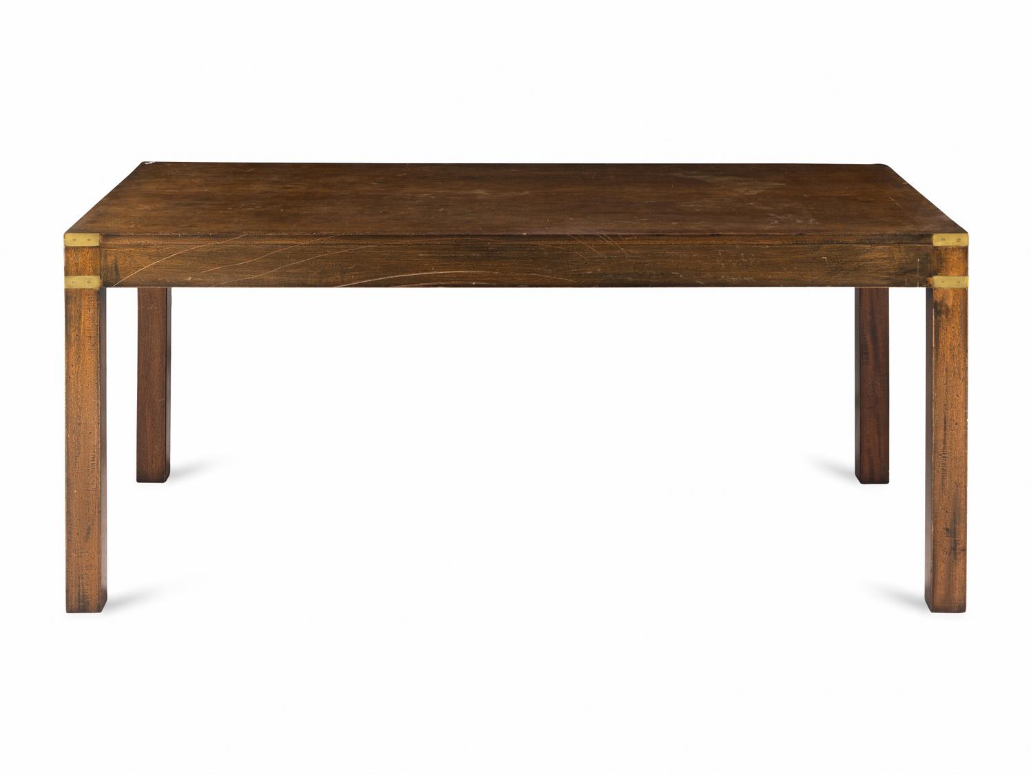 A Campaign Style Brass Mounted Walnut Table