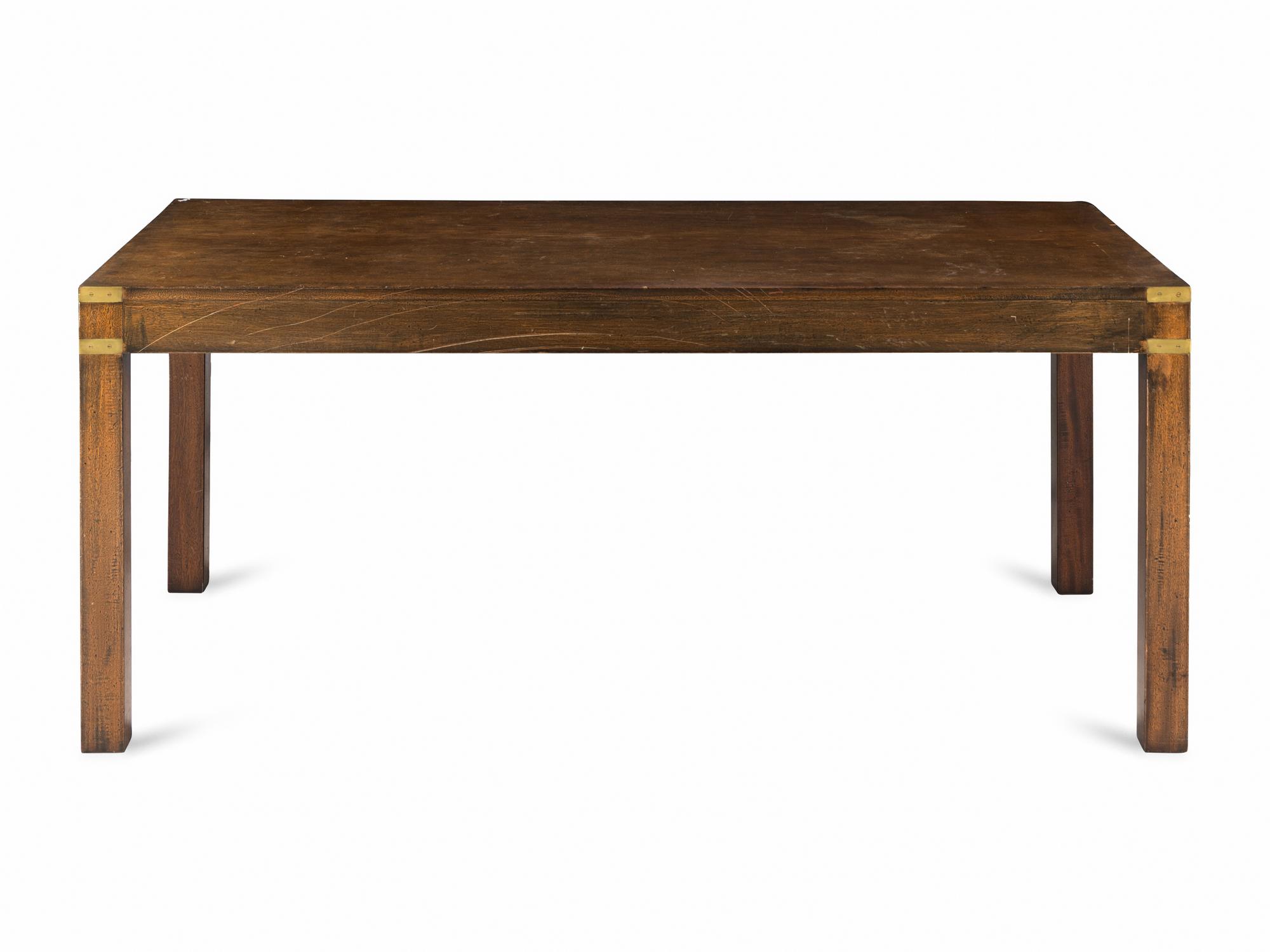 A Campaign Style Brass Mounted Walnut Table