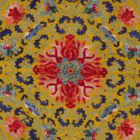 A Chinese silk-embroidered yellow satin cover 丝绸刺绣 Qing dynasty ?