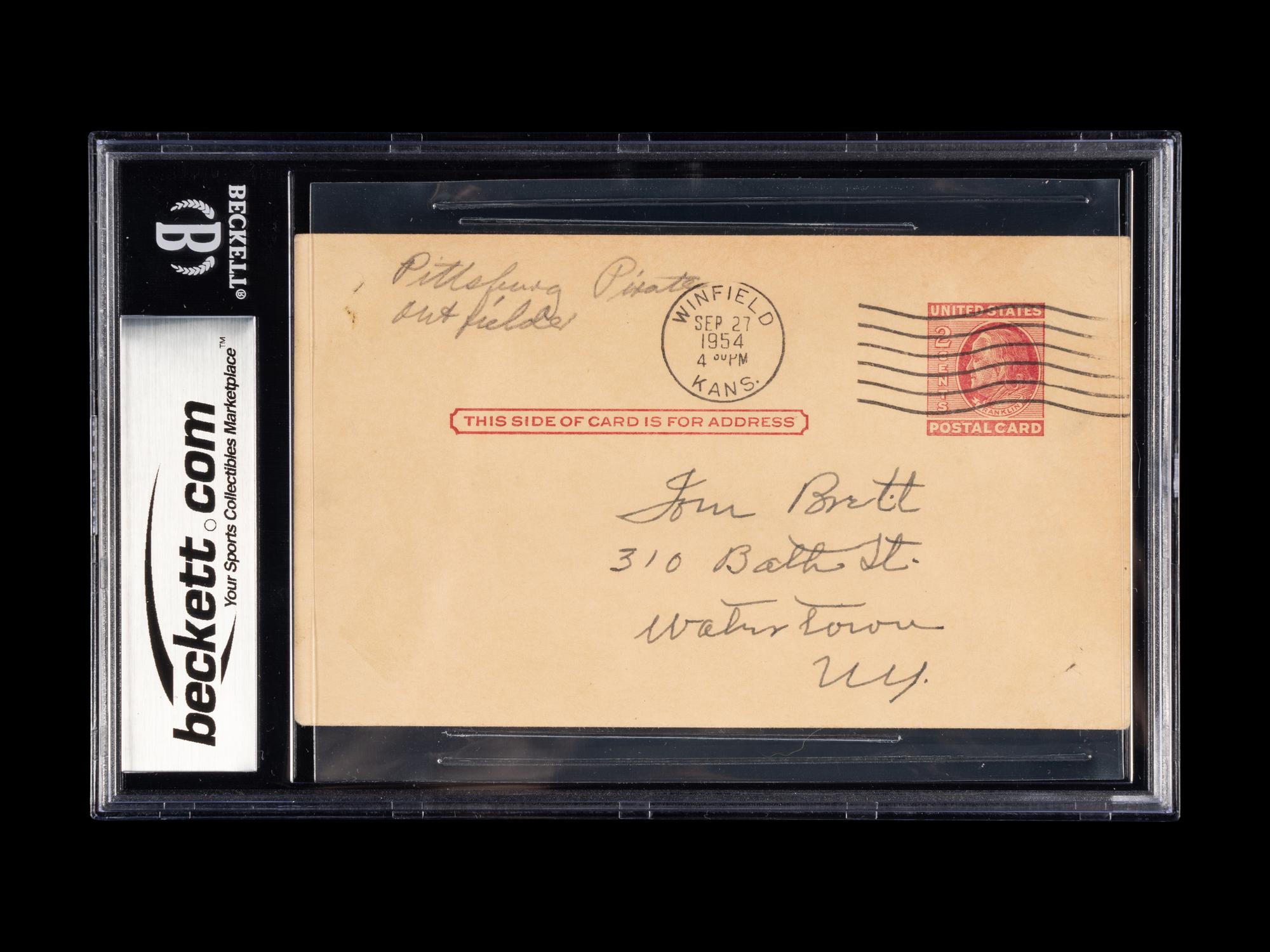 A Fred Clarke Signed Autograph Postcard (Beckett Authentication Services Encapsulated)