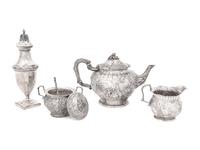 A German Silver Three-Piece Tea Service