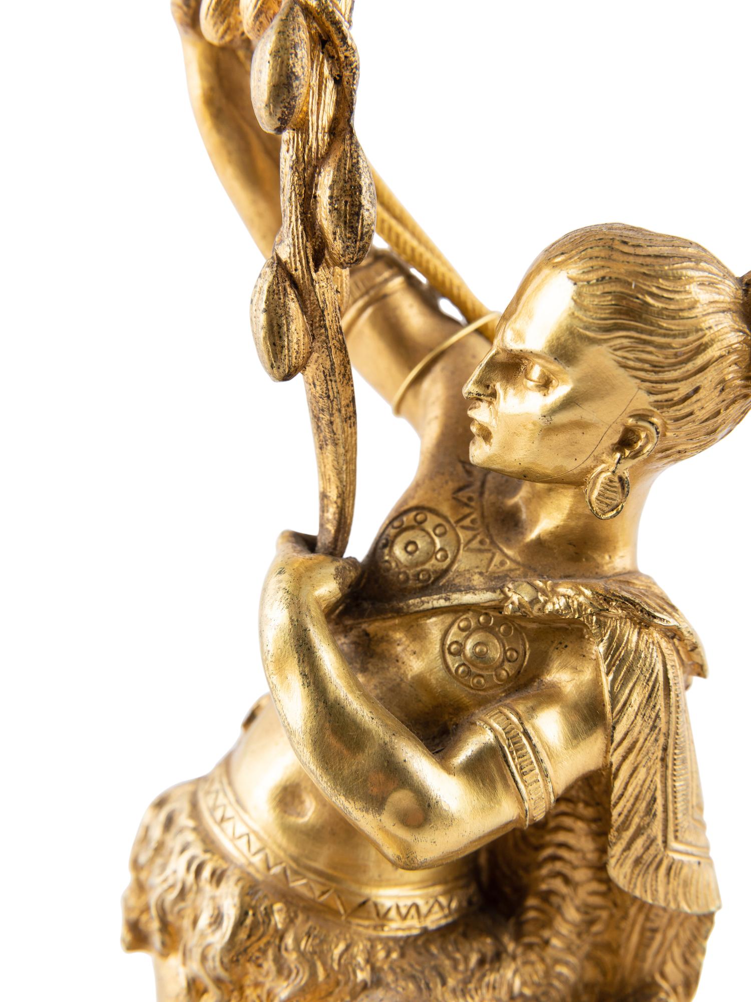 A Pair of Figural Gilt Metal Candlesticks