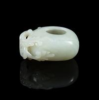 A Pale Celadon Jade 'Melon' Water Coupe Length 2 3/8 inches. — 19TH CENTURY