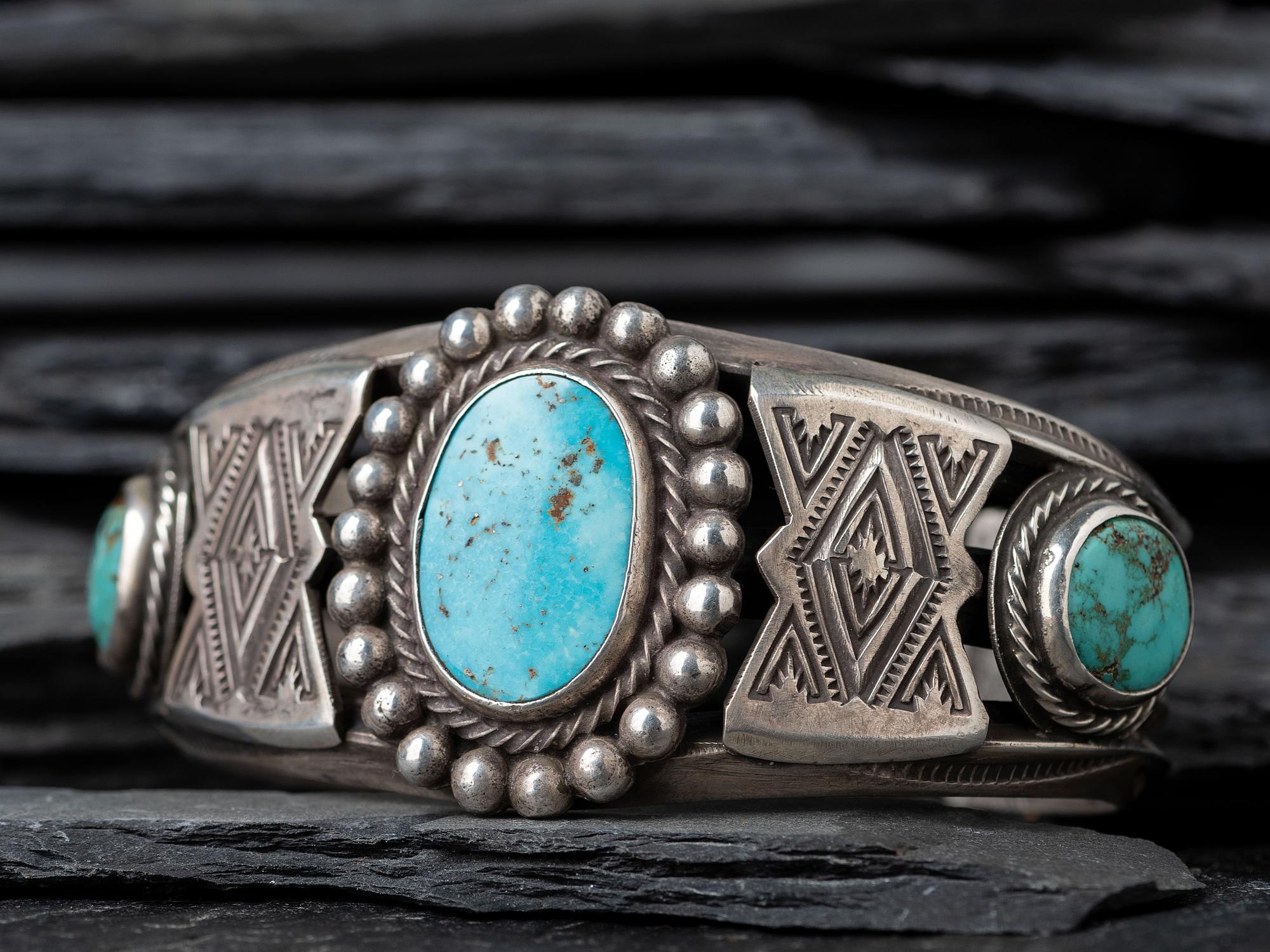 Navajo Silver and Turquoise Cuff Bracelet
