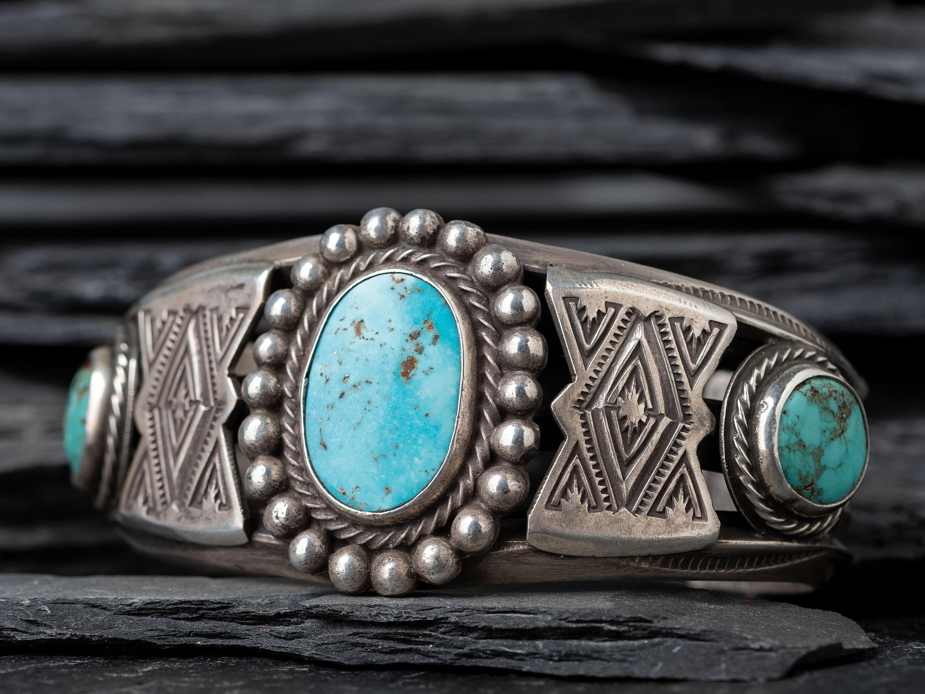 Navajo Silver and Turquoise Cuff Bracelet