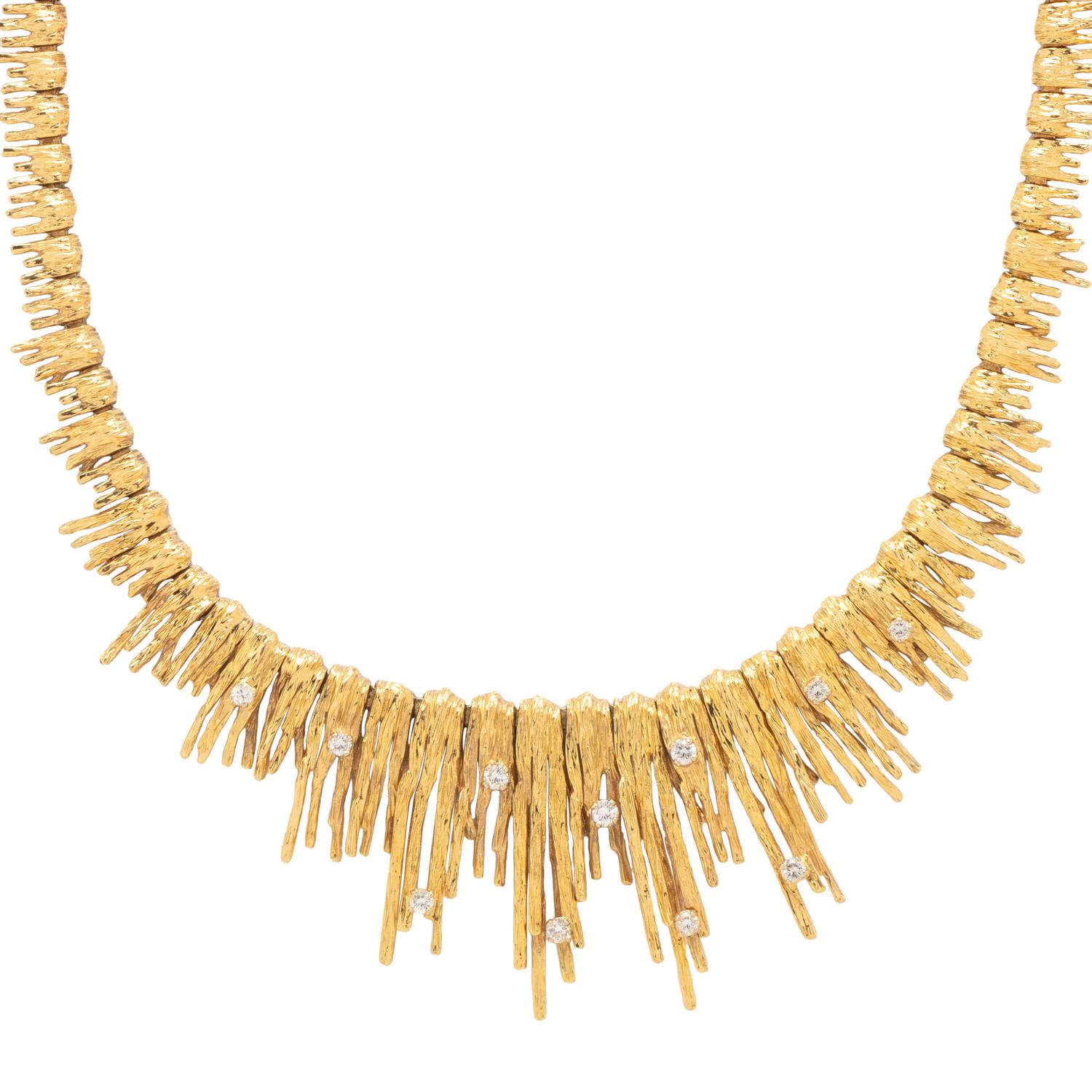 YELLOW GOLD AND DIAMOND FRINGE NECKLACE