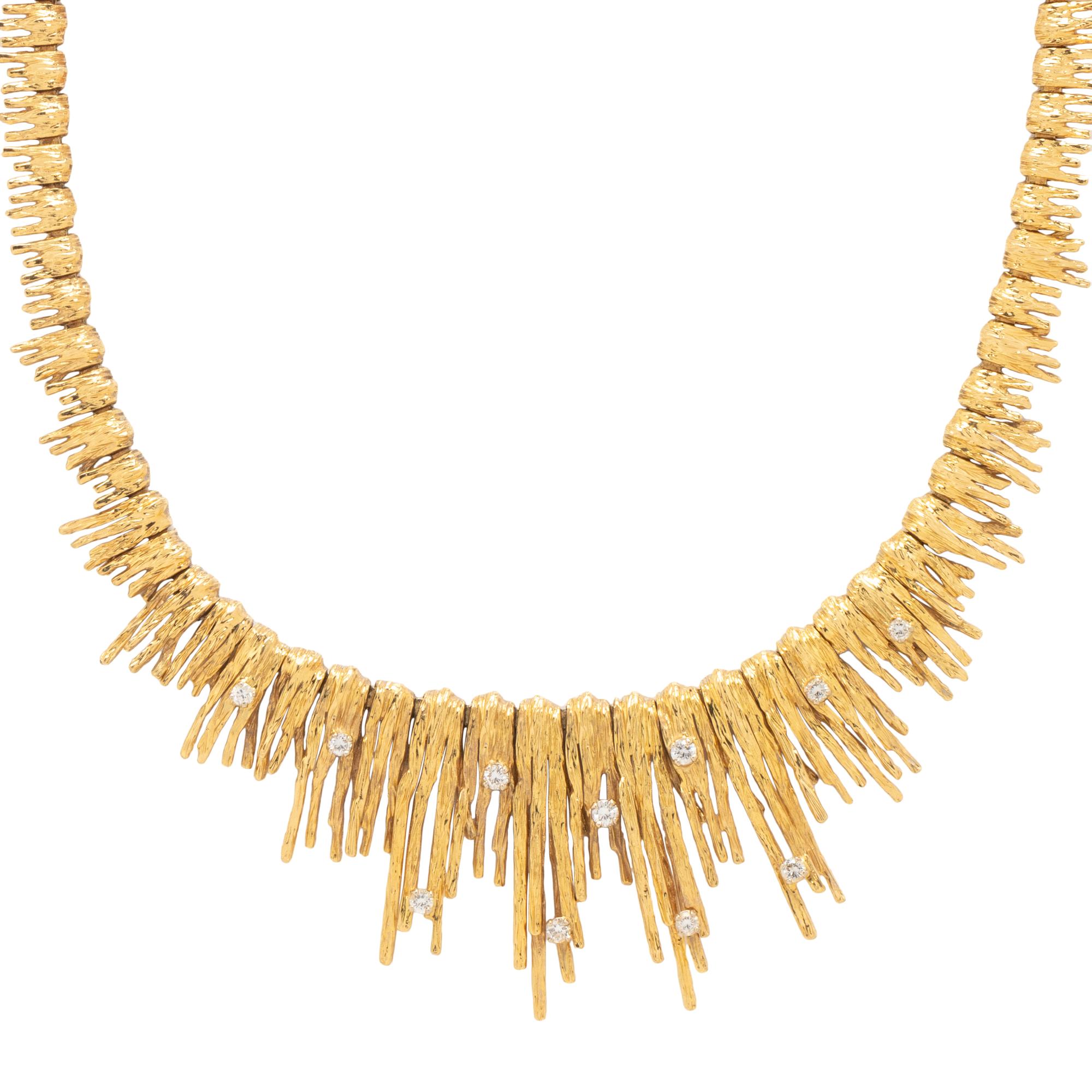 YELLOW GOLD AND DIAMOND FRINGE NECKLACE