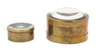 Two English Brass Cased Desk Magnifying Glasses Diameter of larger 6 5/8 inches. — 19TH CENTURY