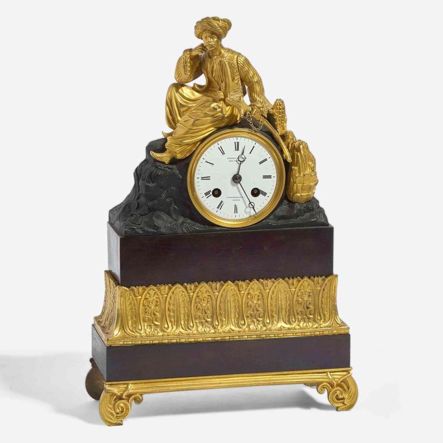 A German gilt and patinated bronze "Turkish" mantel clock Conrad Felsing, Berlin, circa 1820-1844