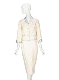 Chanel, Cream & Silver Leather Skirt Suit, 2010