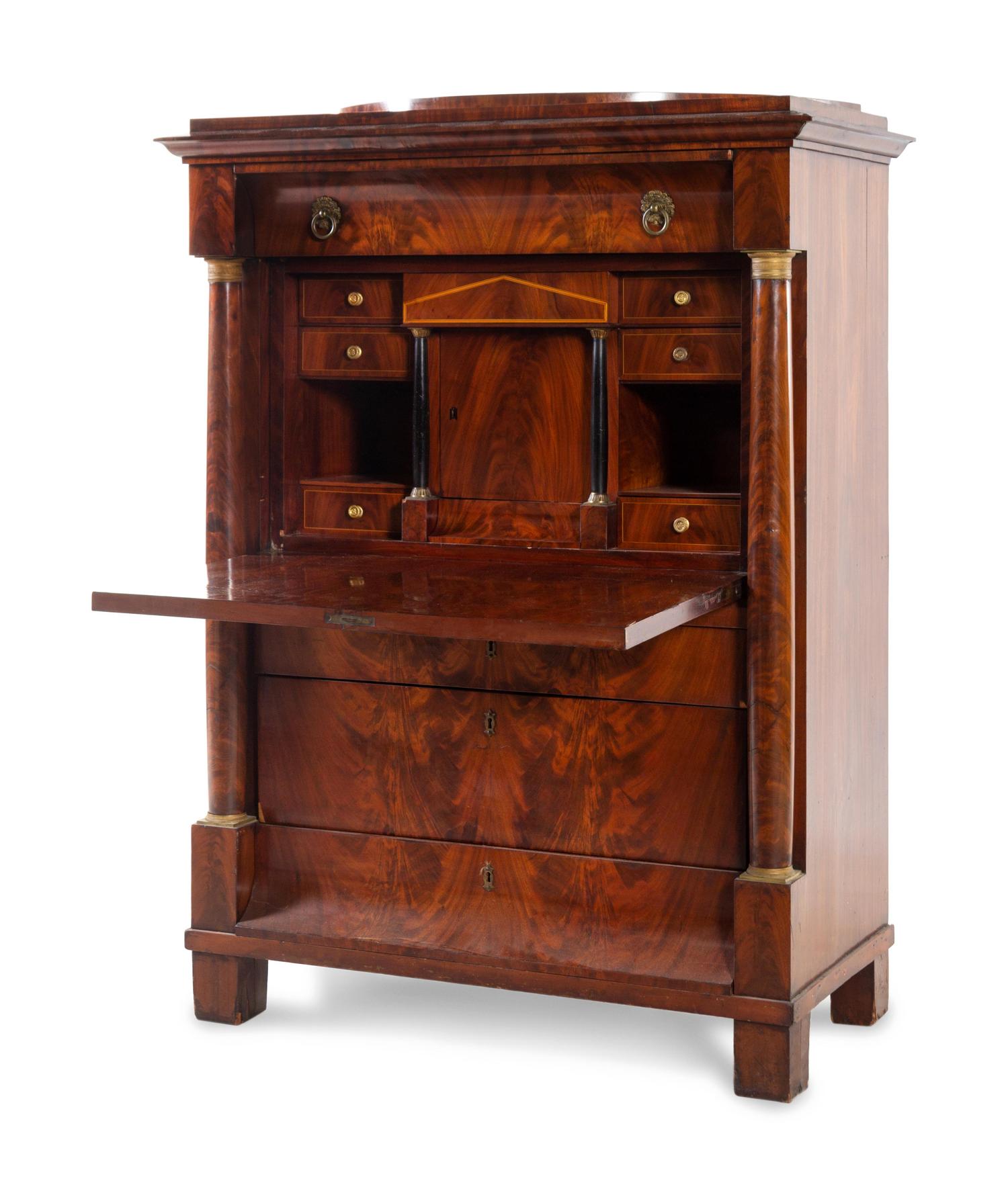 An Empire Mahogany Secrétaire à Abattant