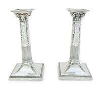 A Pair of German .800 Silver Candlesticks