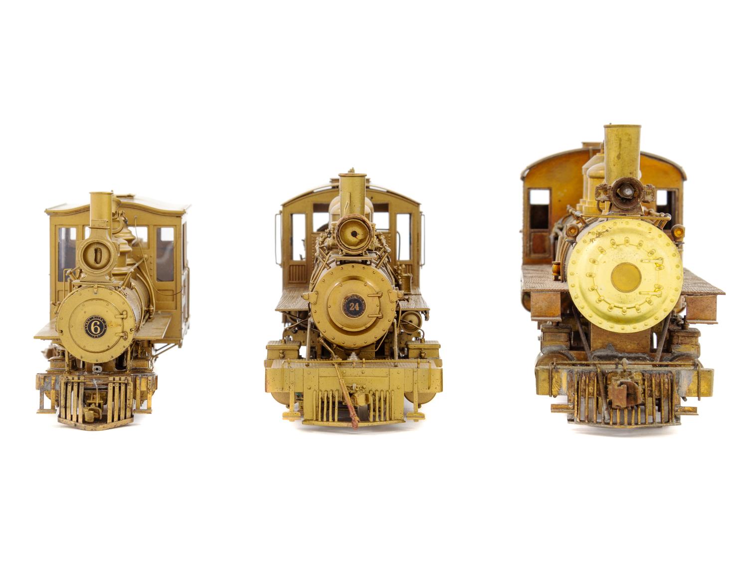 A Group of Three Brass Locomotives