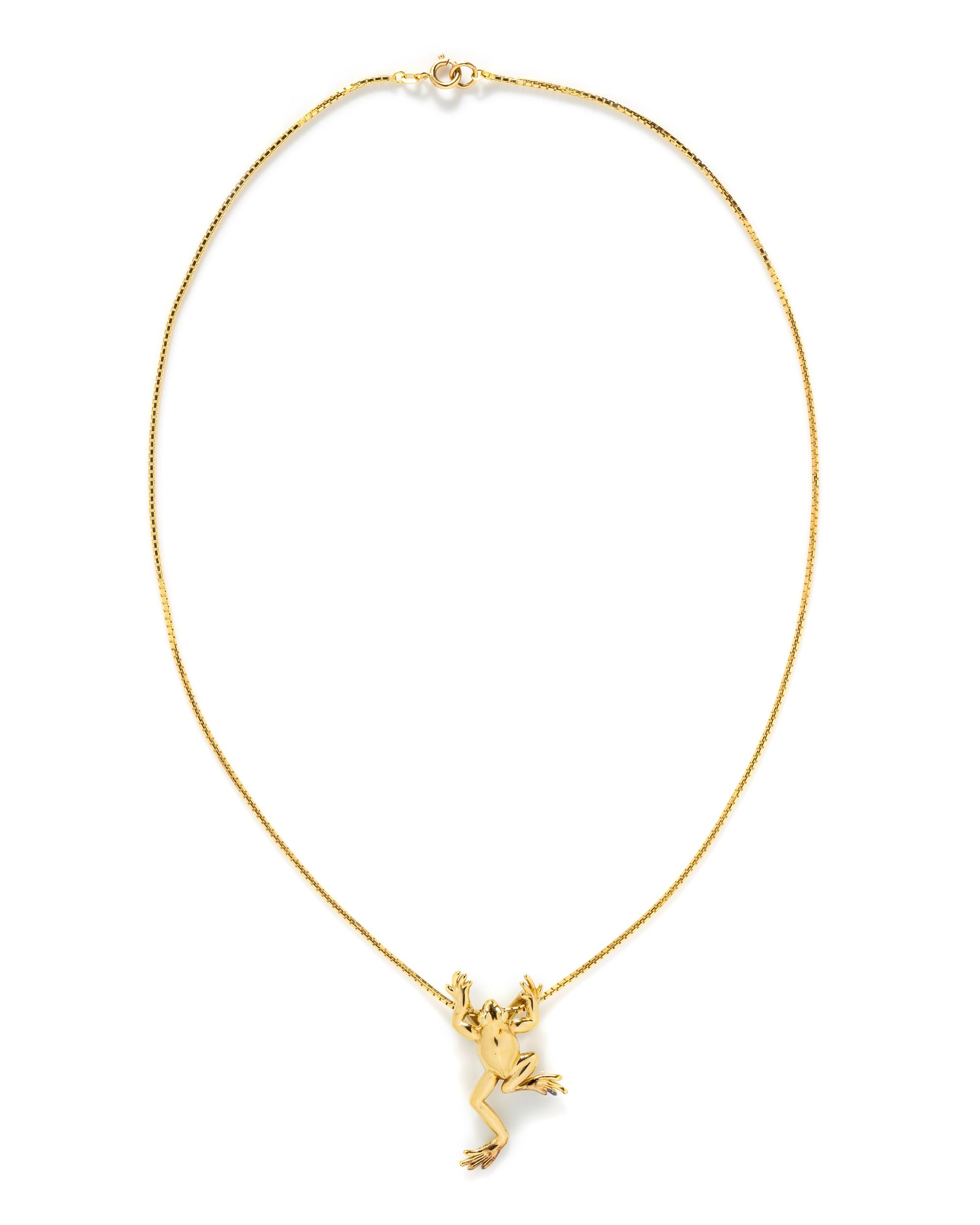 YELLOW GOLD FROG PENDANT NECKLACE