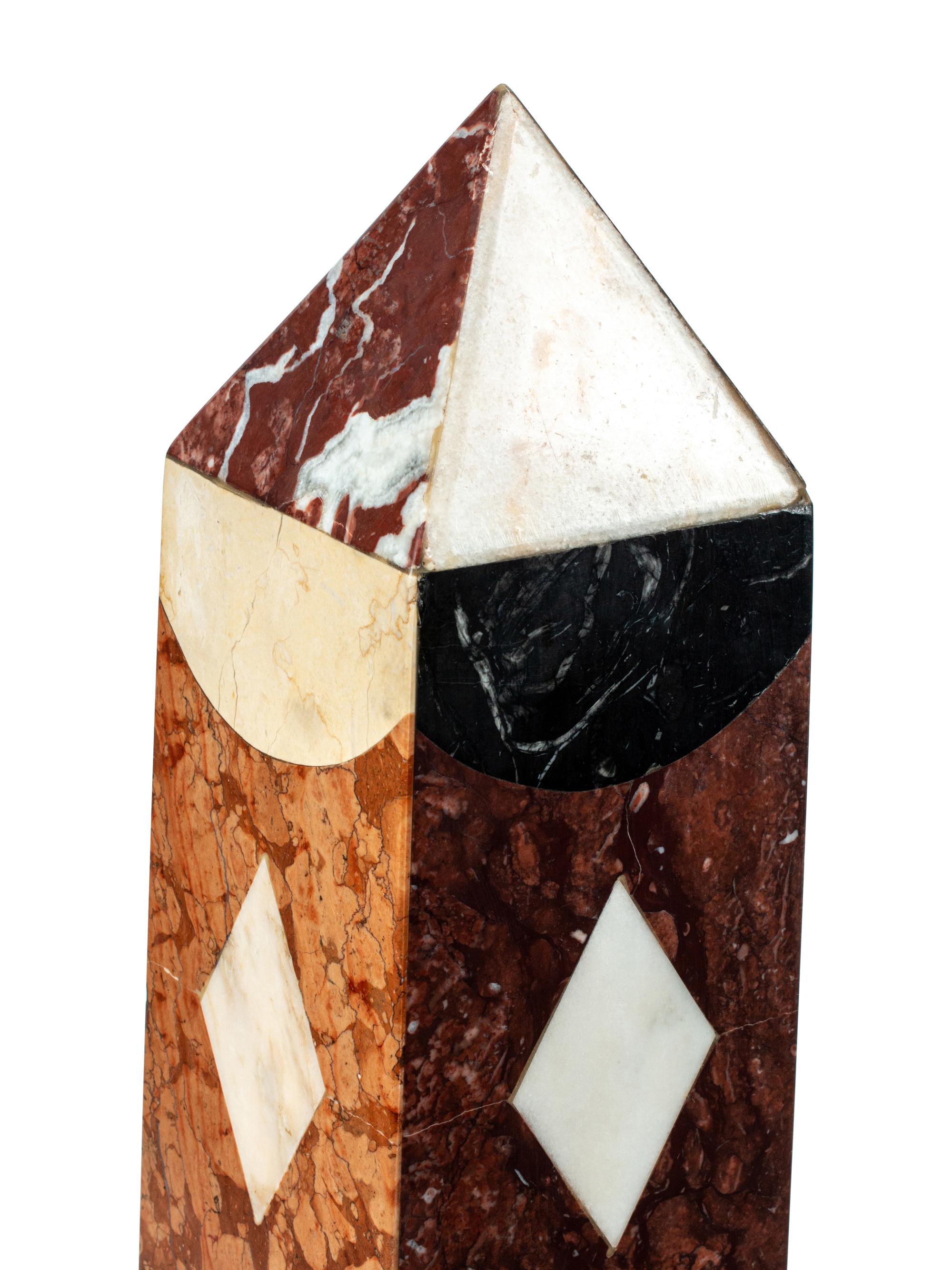 A Pair of Large Specimen Marble Obelisks