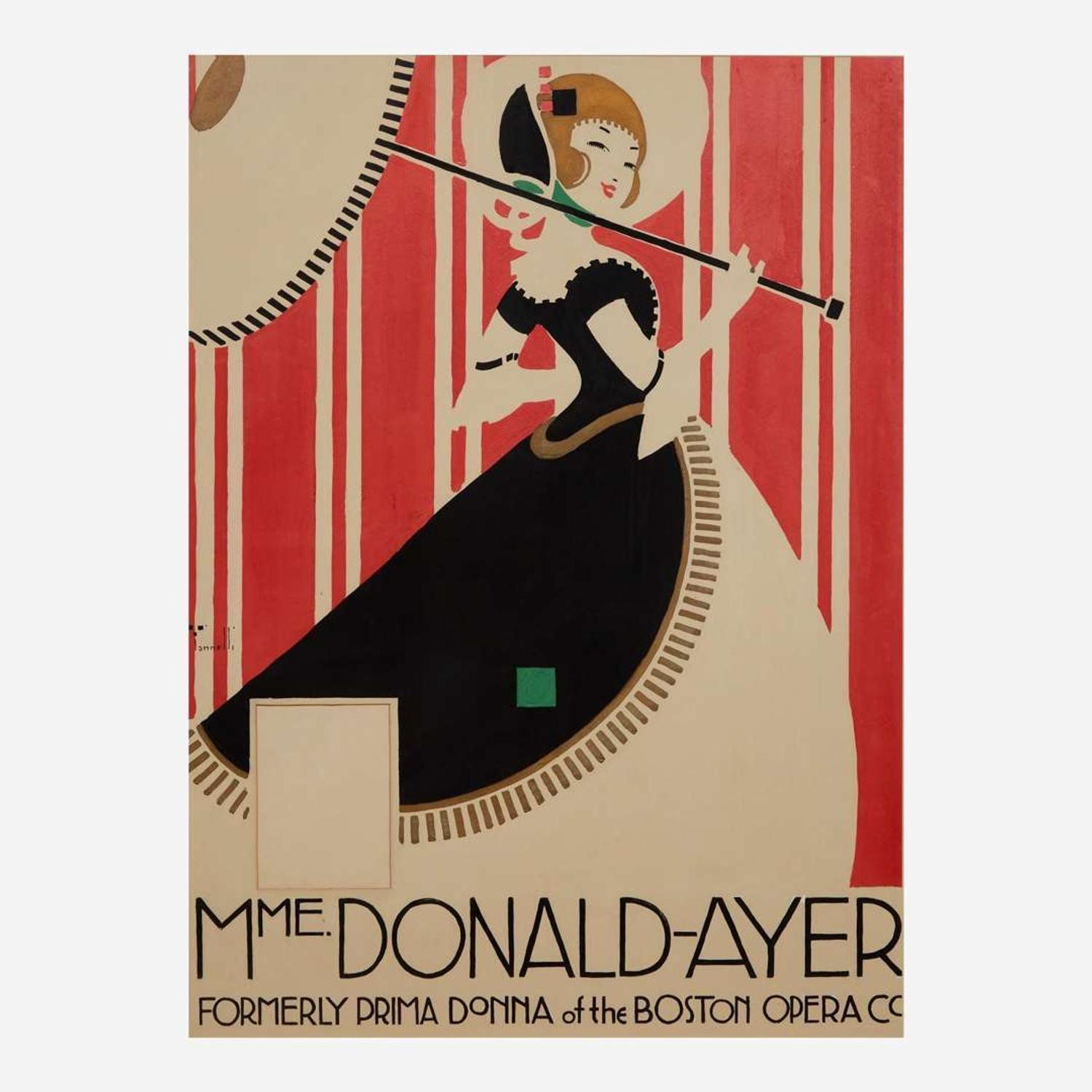 Alfonso Iannelli (American/Italian, 1888-1965) Original Maquette for "Mme. Donald-Ayer Formerly Prima Donna of the Boston Opera Cc" Poster