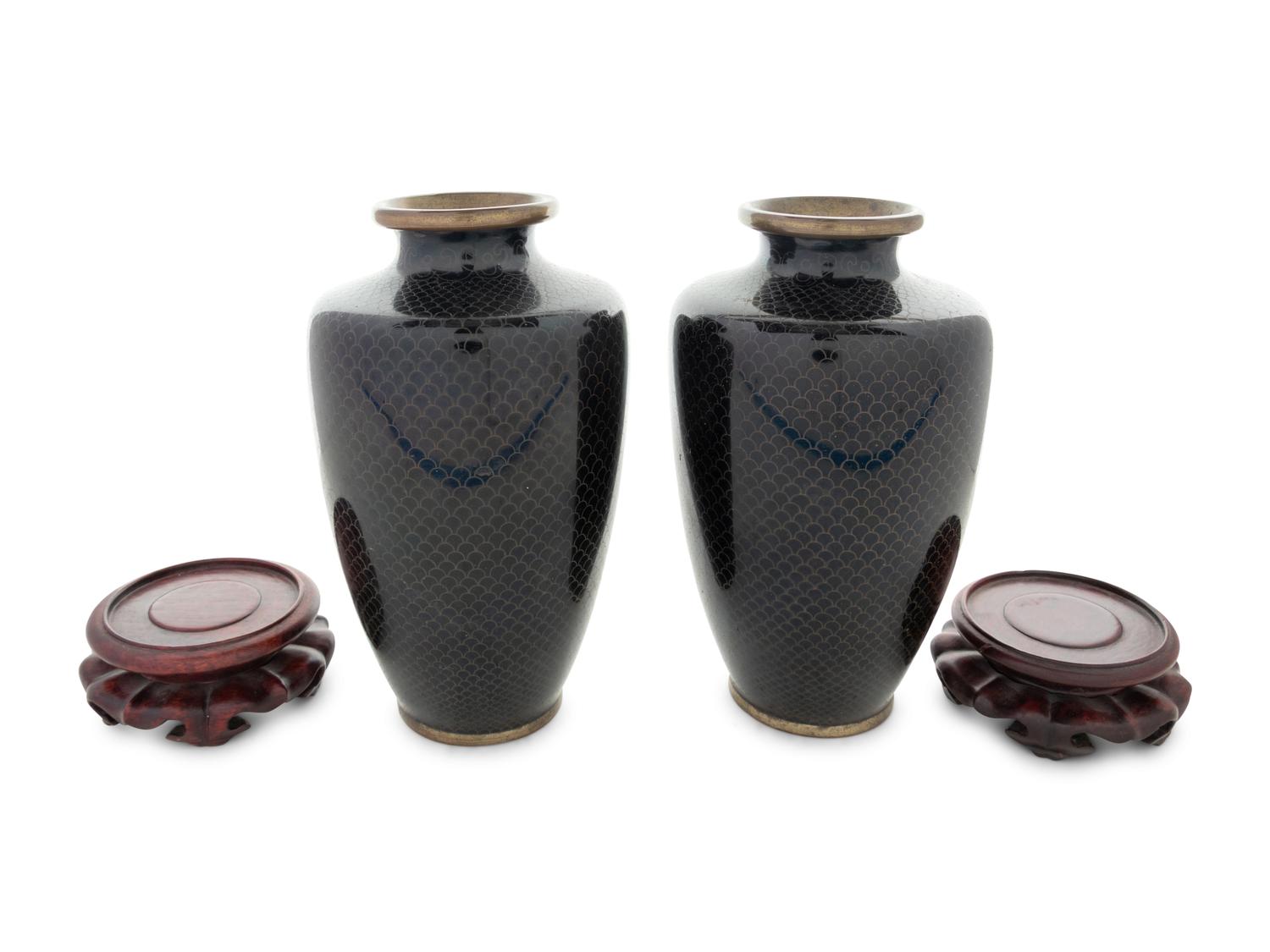 A Pair of Chinese Cloisonné Vases