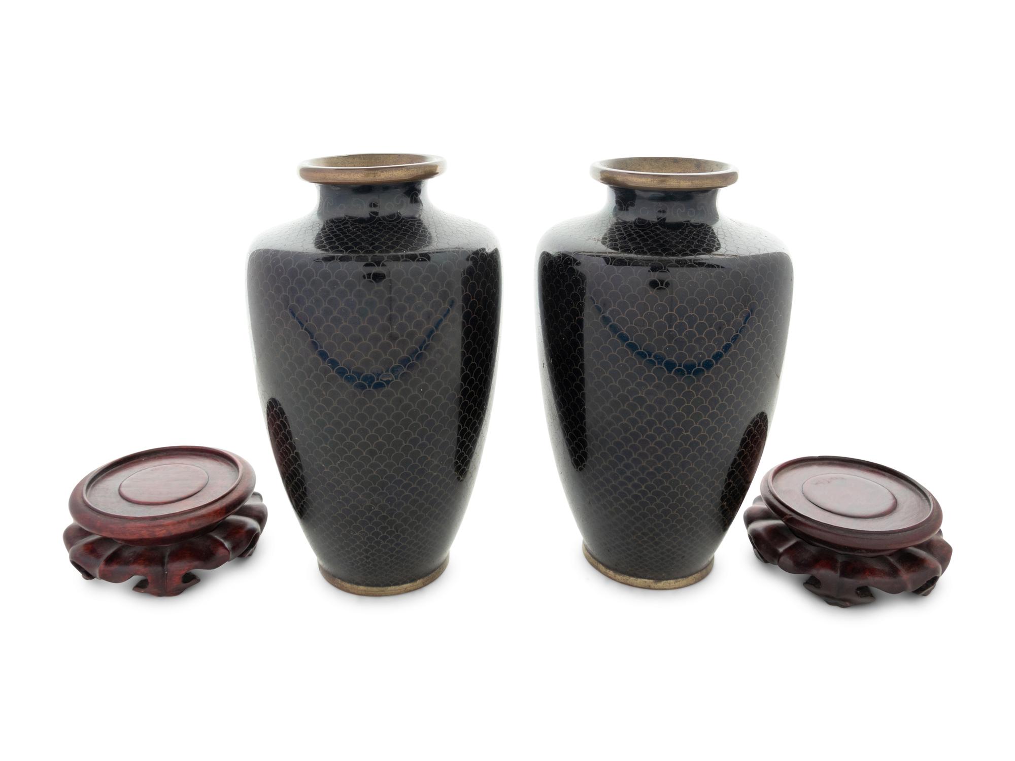 A Pair of Chinese Cloisonné Vases