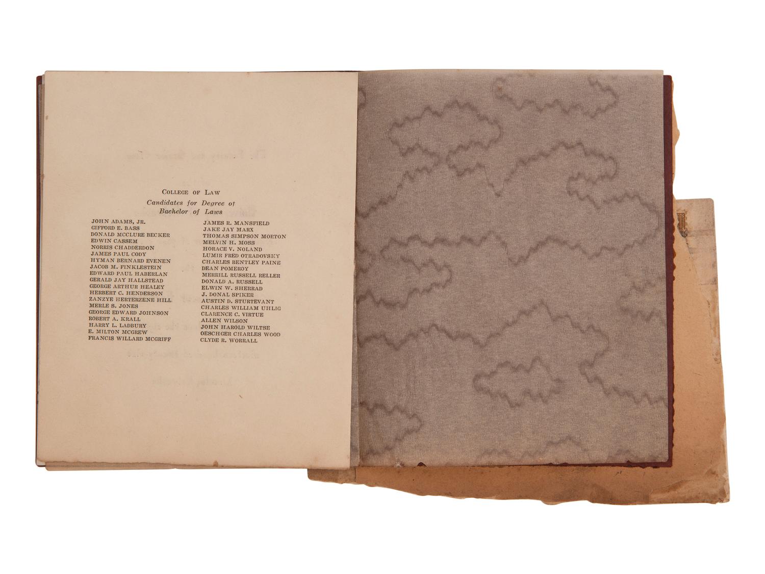 [EDUCATION]. Law school graduation program for Zanzye Hill, Nebraska's first Black female lawyer.