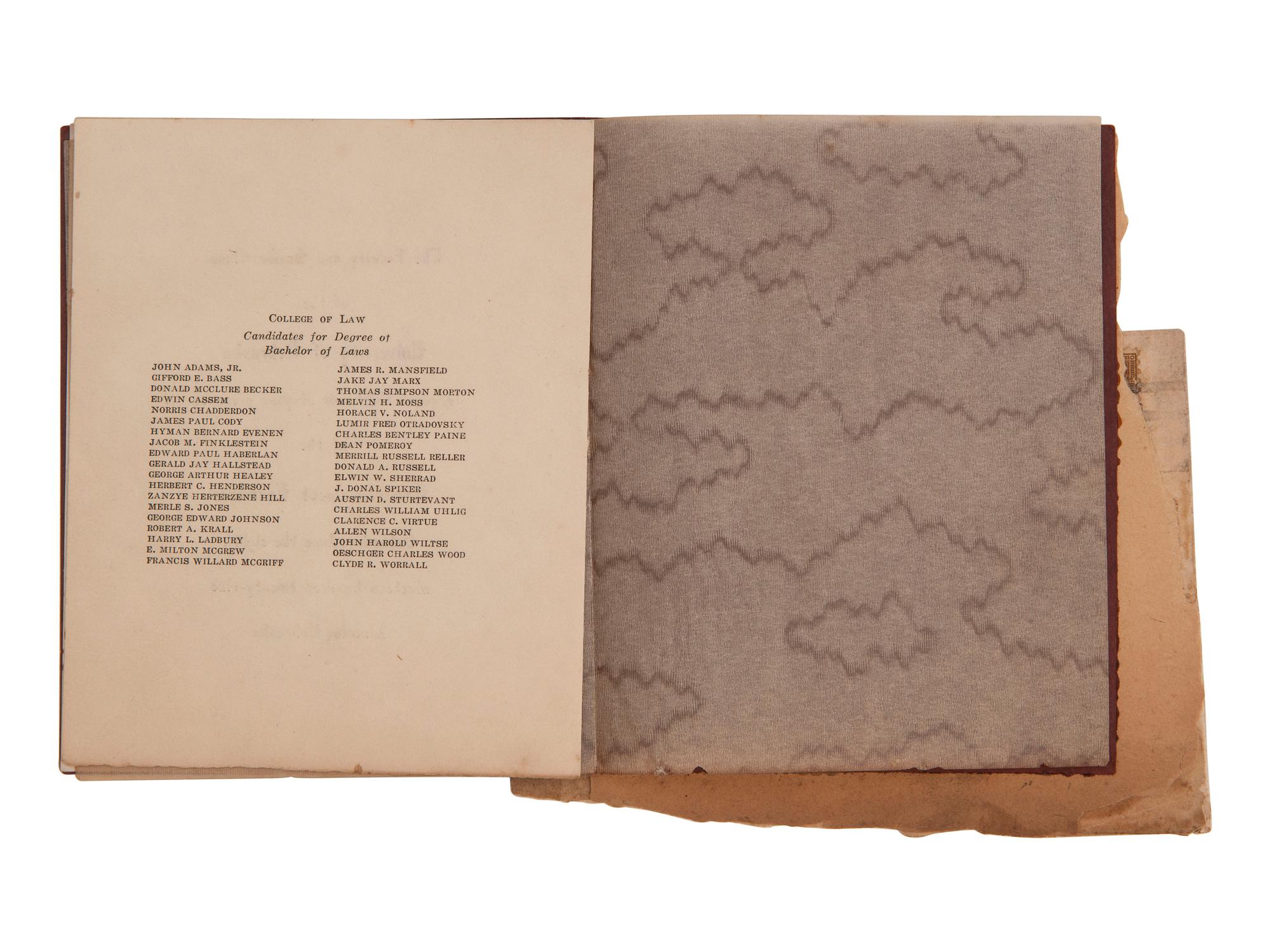 [EDUCATION]. Law school graduation program for Zanzye Hill, Nebraska's first Black female lawyer.