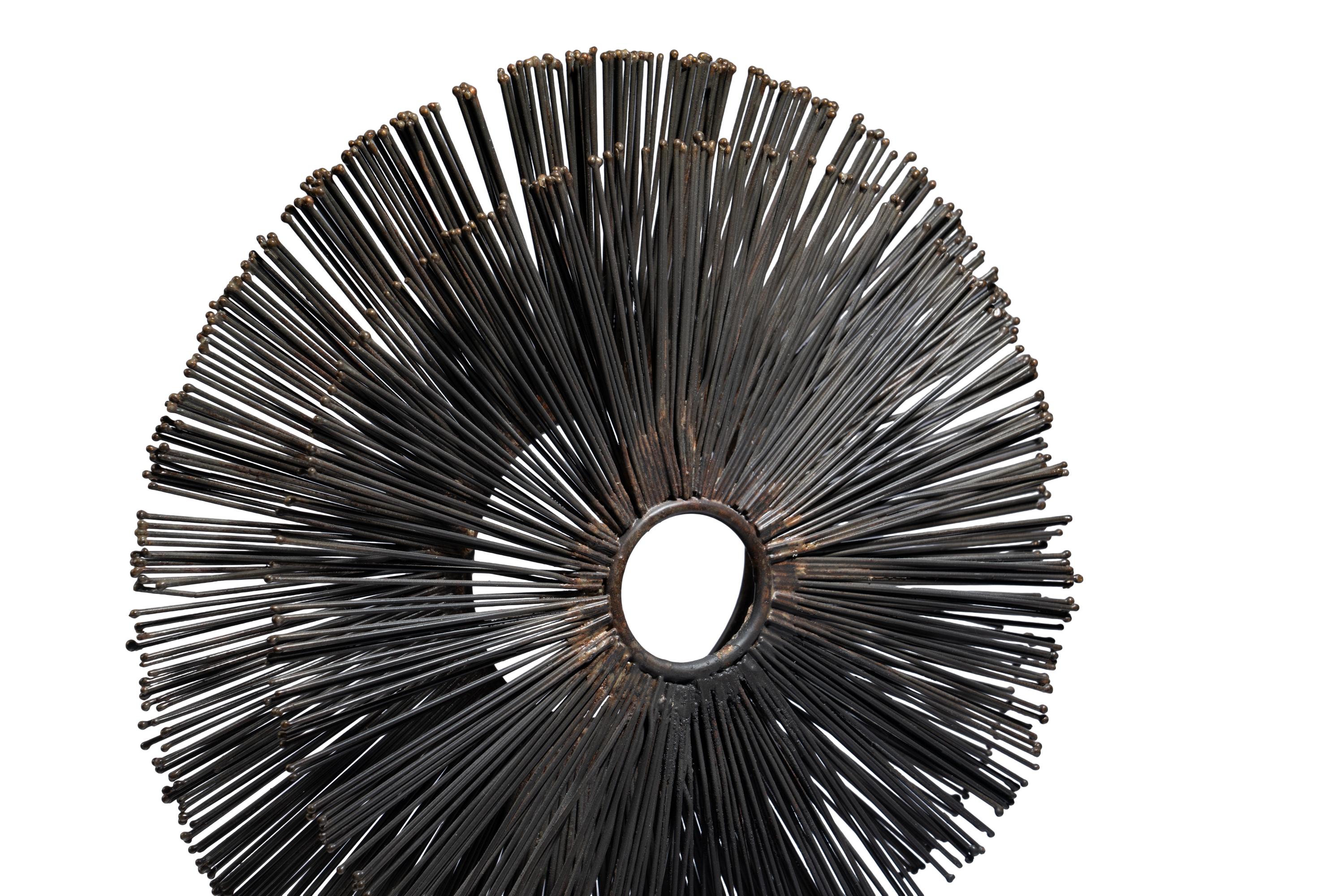 A Brutalist Metal Table-Top Sunburst Sculpture