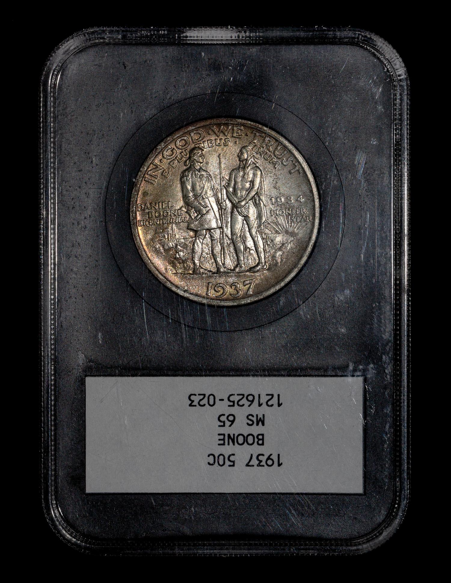 A United States 1937 Daniel Boone Commemorative 50c Coin — NGC graded MS65