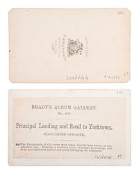 [CIVIL WAR]. BRADY, Mathew, photographer. 2 CDVs of military activity in Virginia.