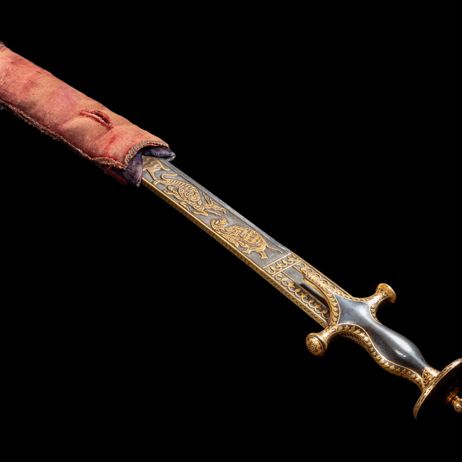 A Mughal Gold Koftgari Steel Sword