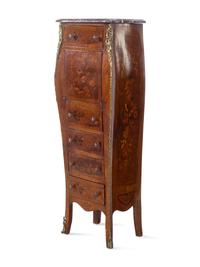 A Louis XV Style Gilt Metal Mounted Marquetry and Marble-Top Secrétaire à Abattant