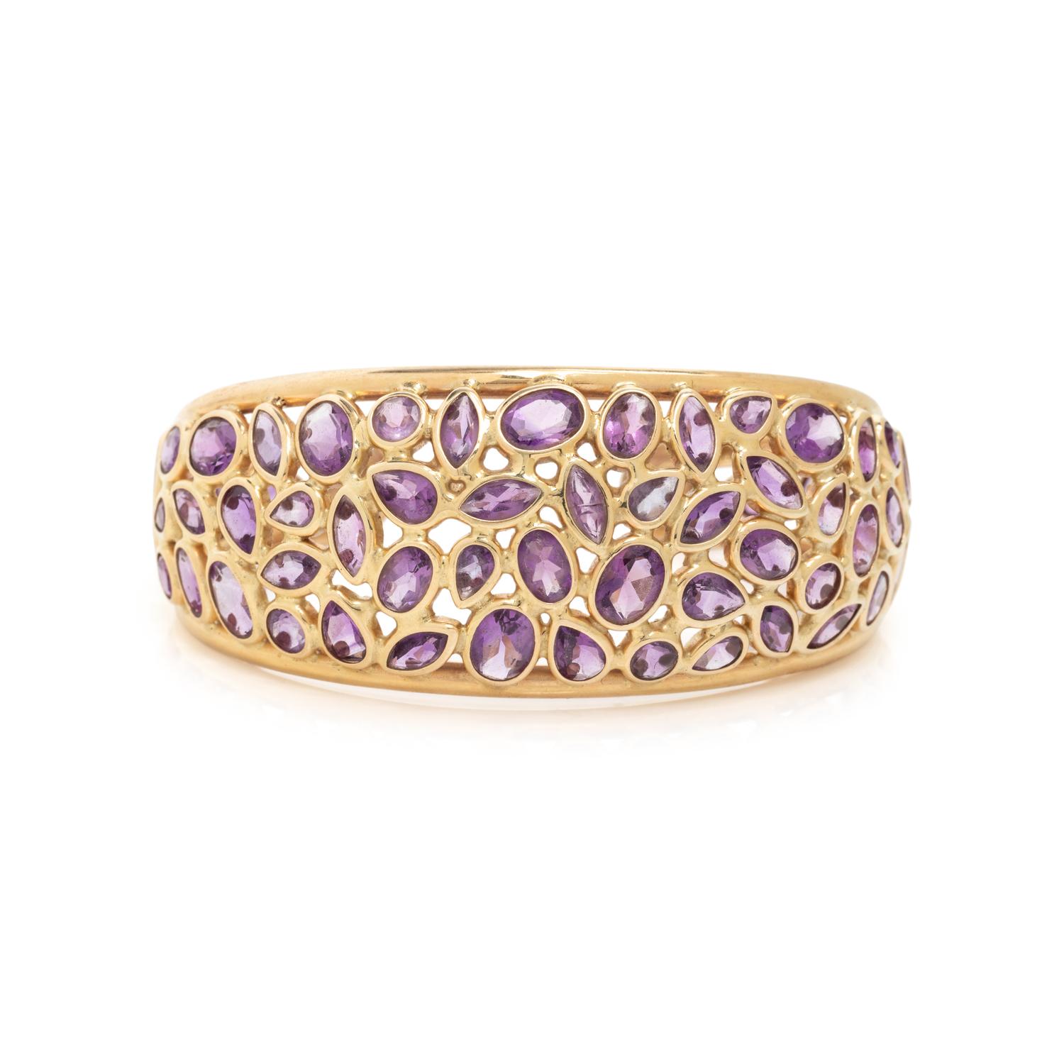 YELLOW GOLD AND AMETHYST CUFF BRACELET