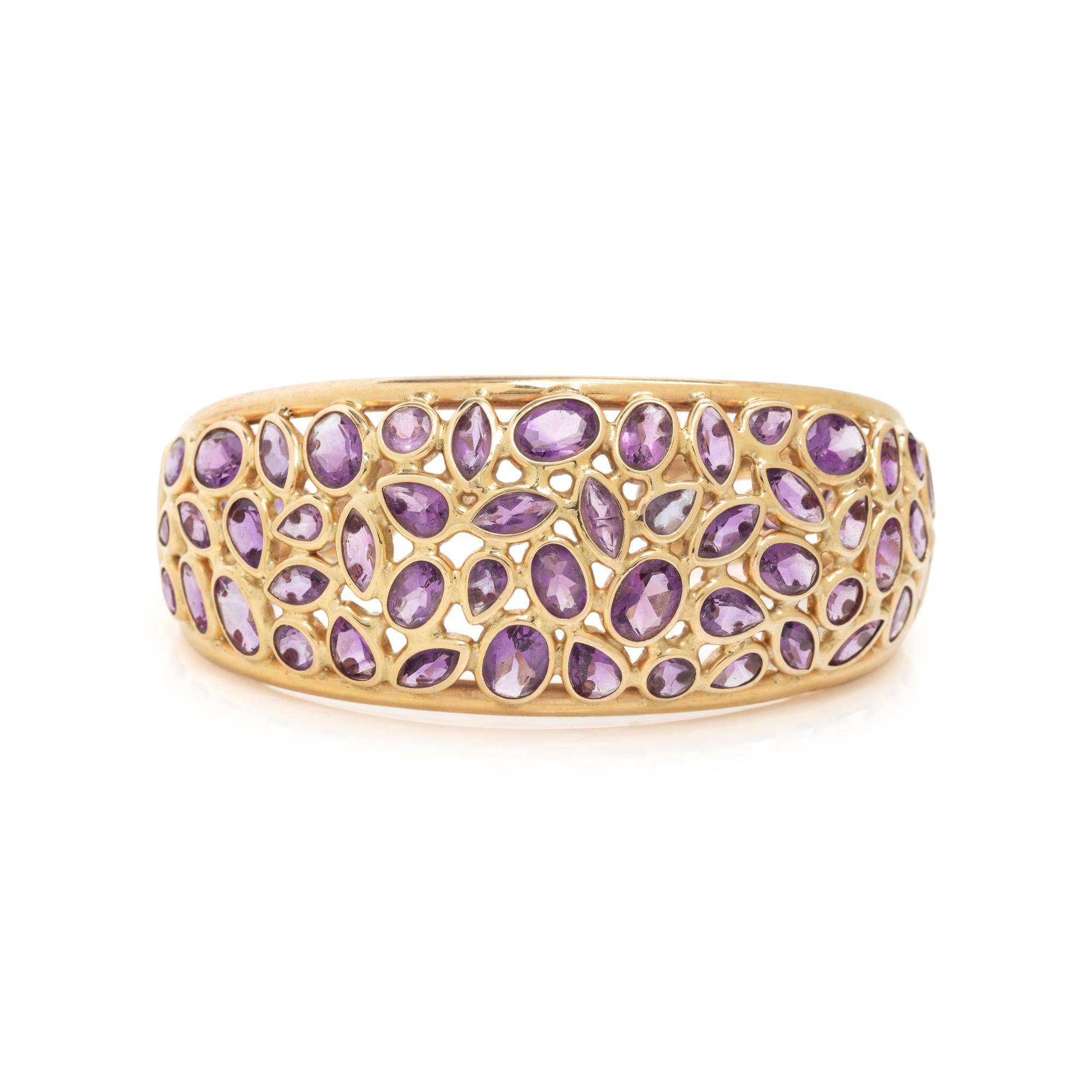 YELLOW GOLD AND AMETHYST CUFF BRACELET