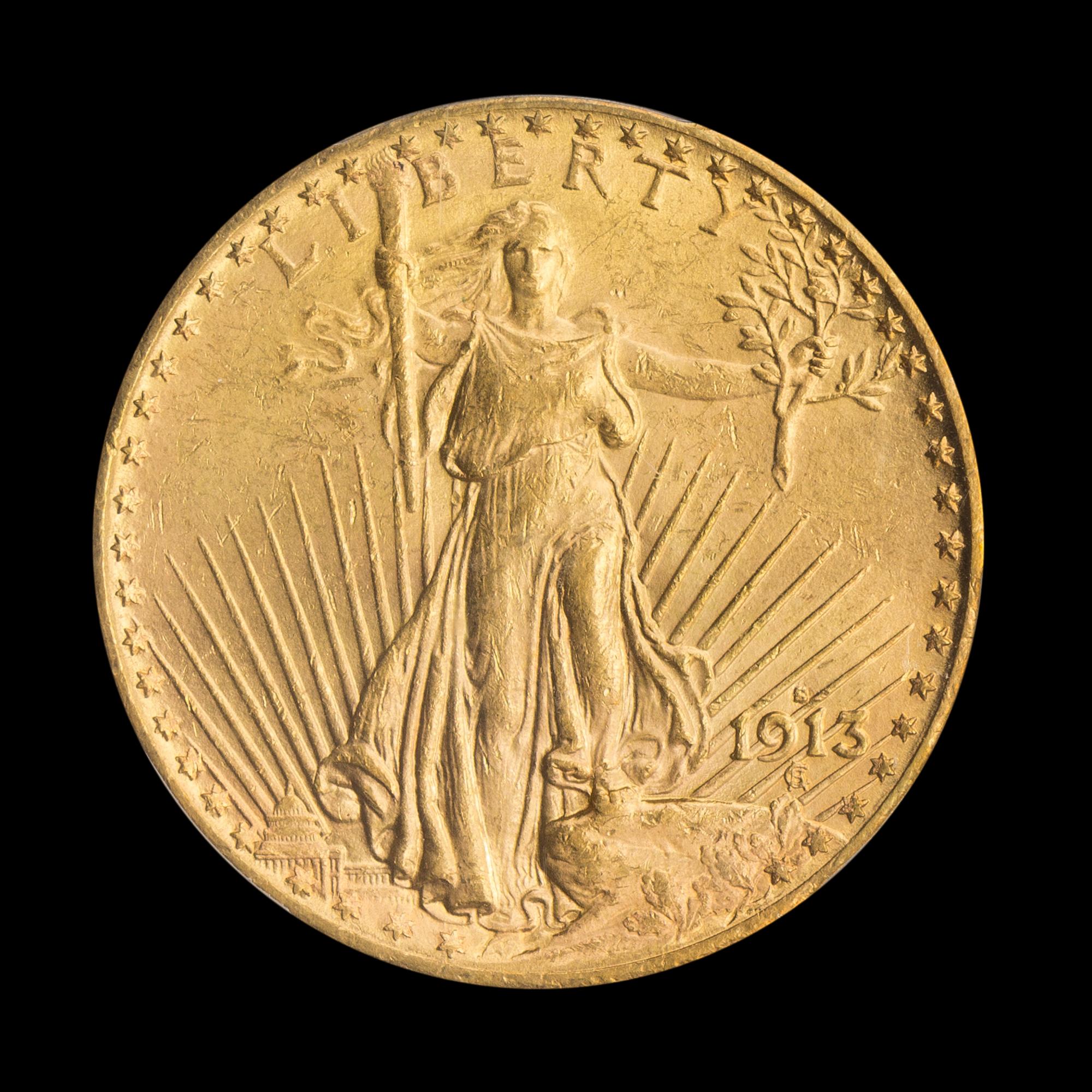 A United States 1913-S St. Gaudens $20 Gold Coin