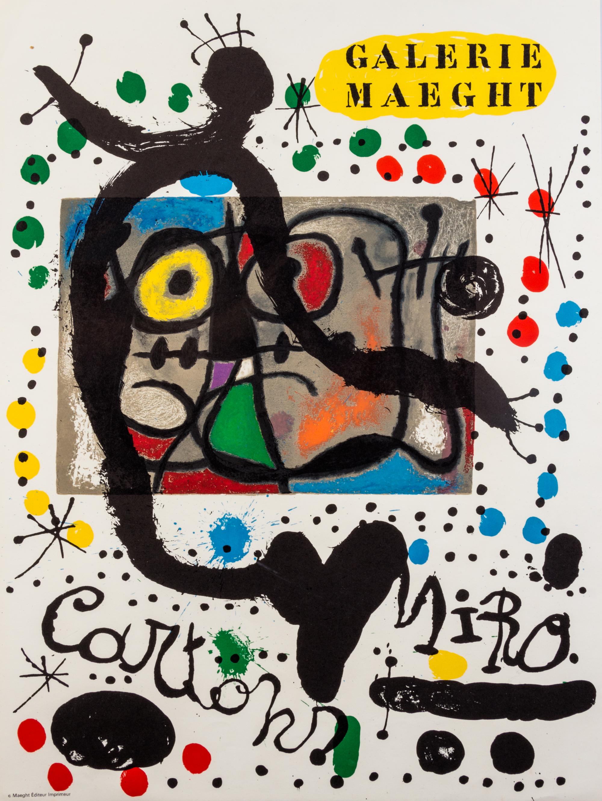 After Joan Miro, (Spanish, 1893-1983), Exhibition Poster for Cartons at Galerie Maeght, 1976