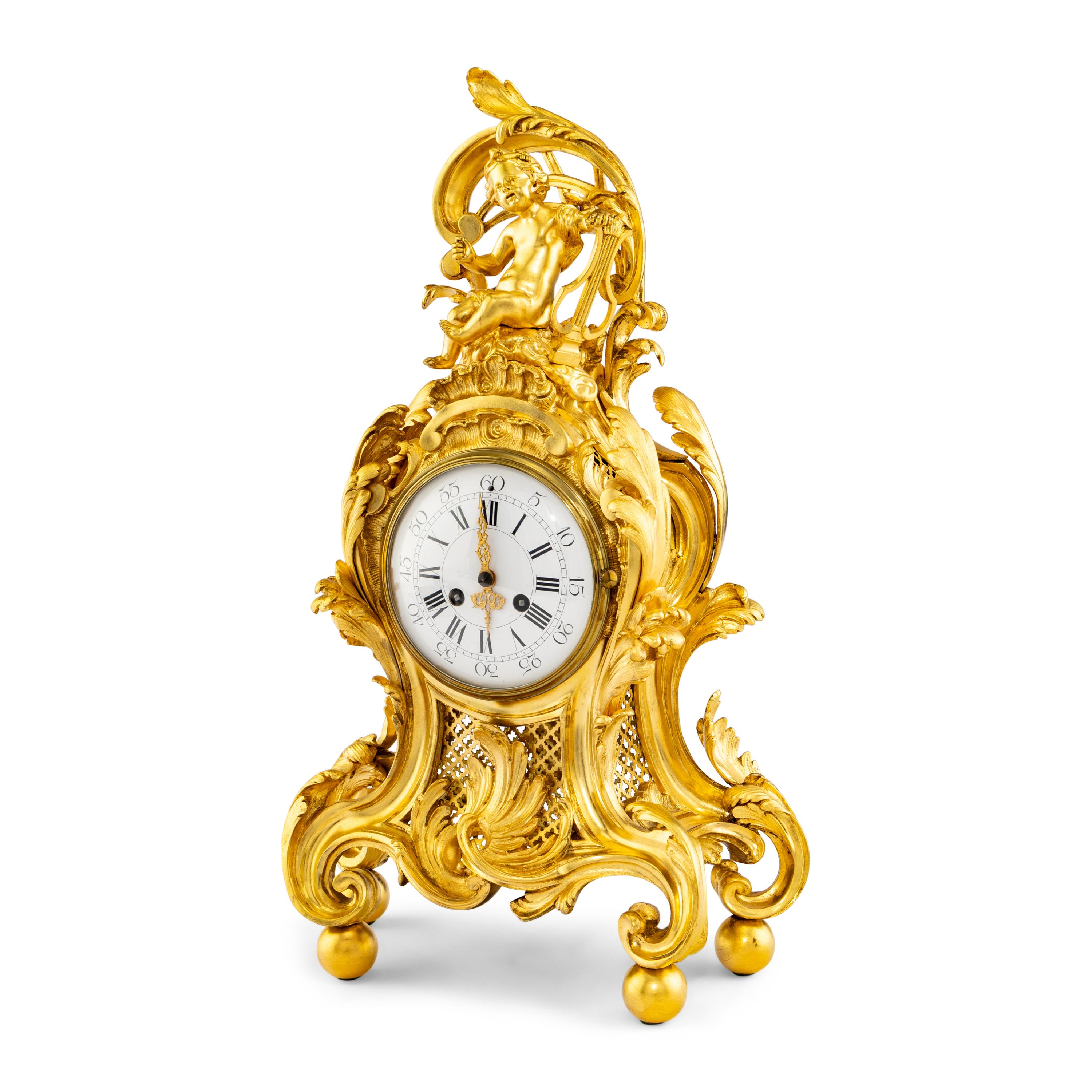 A French Gilt-Bronze Mantel Clock