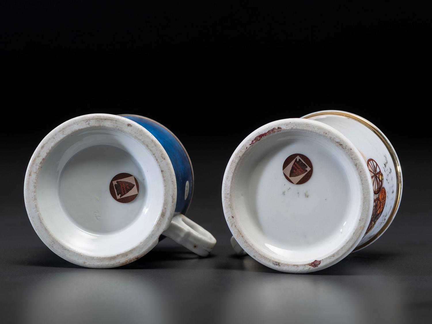 Two Fireman's Porcelain Occupational Shaving Mugs