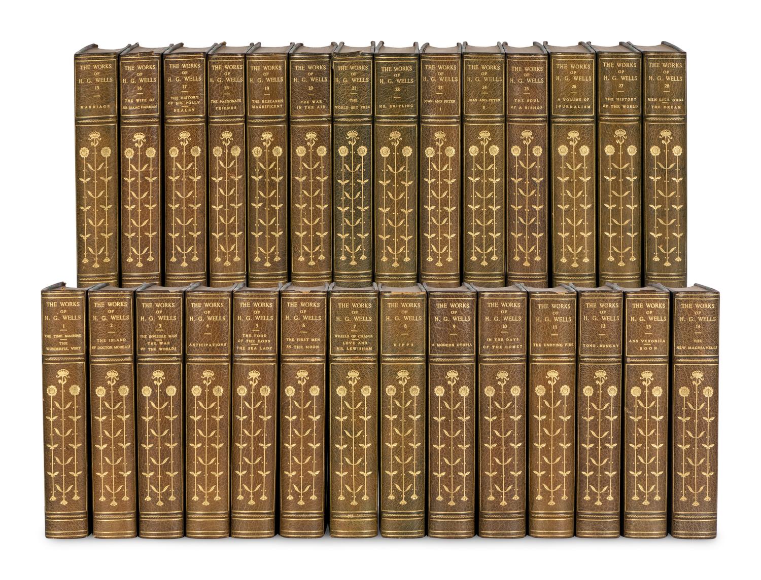 [BINDINGS]. WELLS, H.G. (1866-1946). The Works . New York: Charles Scribner’s Sons, 1924-1927.