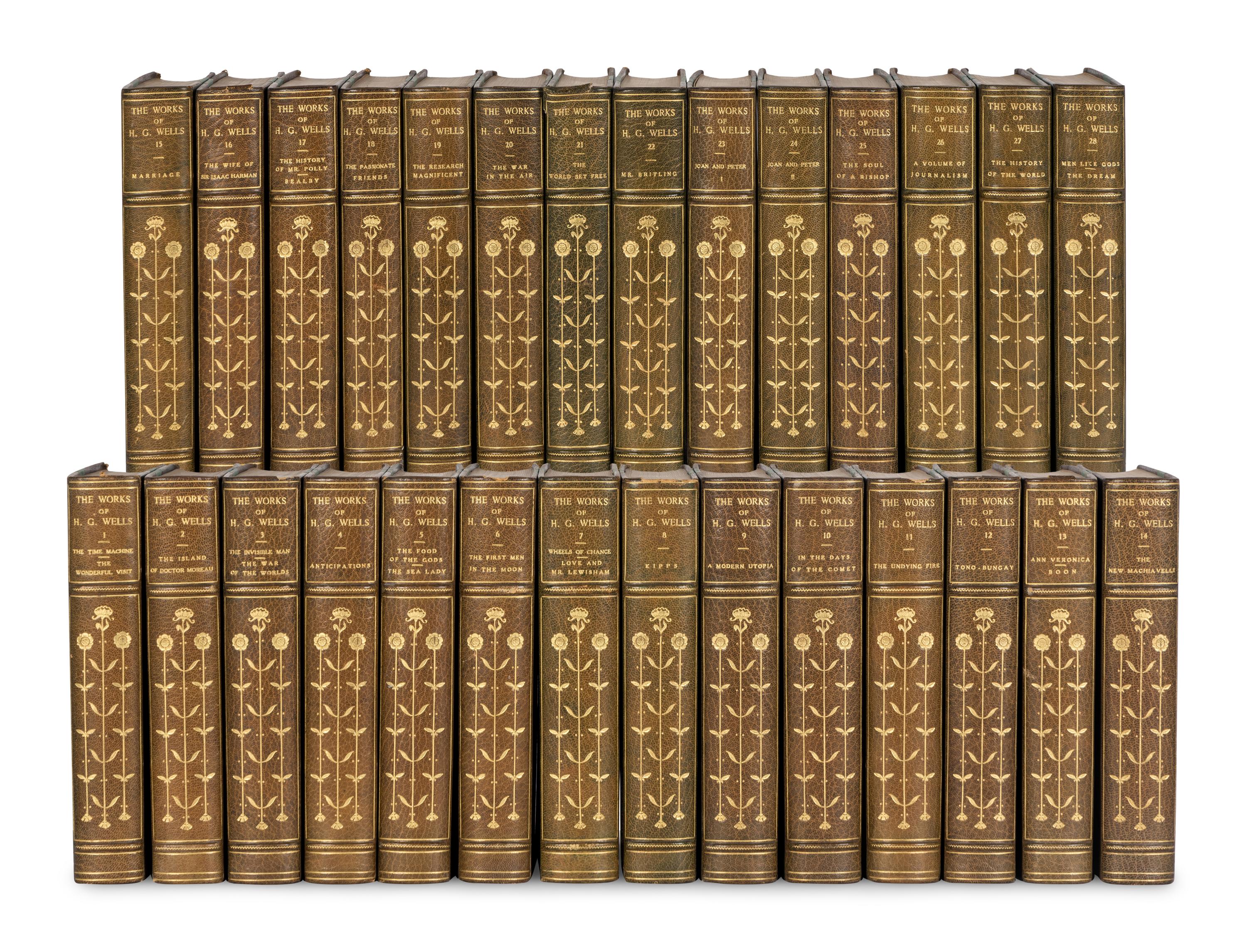 [BINDINGS]. WELLS, H.G. (1866-1946). The Works . New York: Charles Scribner’s Sons, 1924-1927.