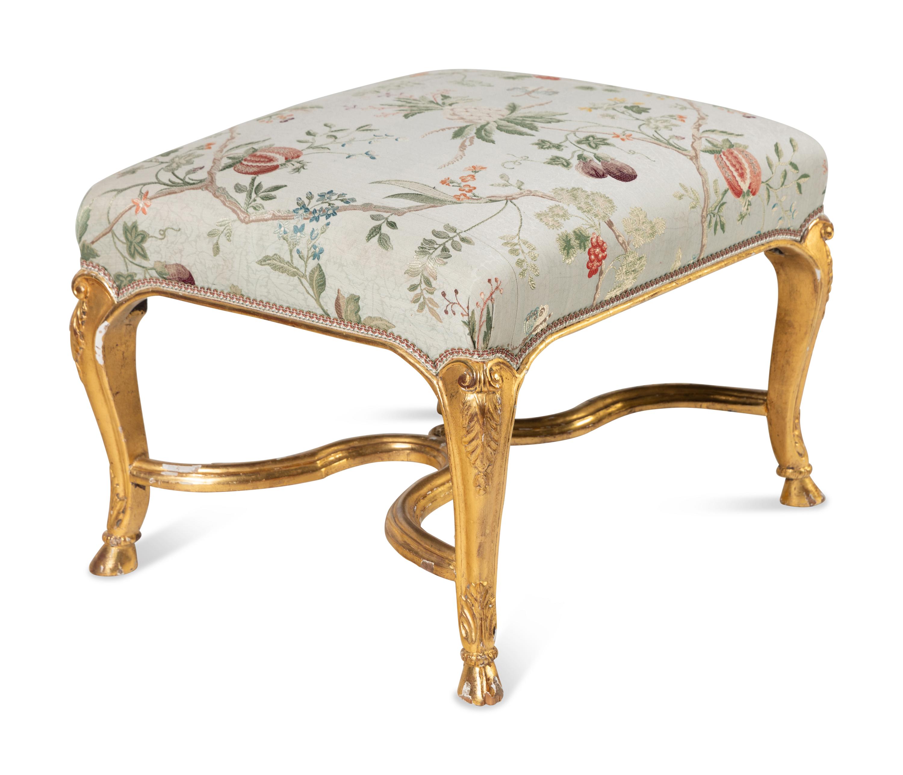 A Louis XV Style Giltwood Tabouret