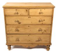An English Pine Chest of Drawers Height 41 1/4 x width 41 3/4 x depth 18 1/4 inches. — 20TH CENTURY