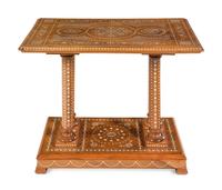 A Middle Eastern Bone Inlaid Walnut Table