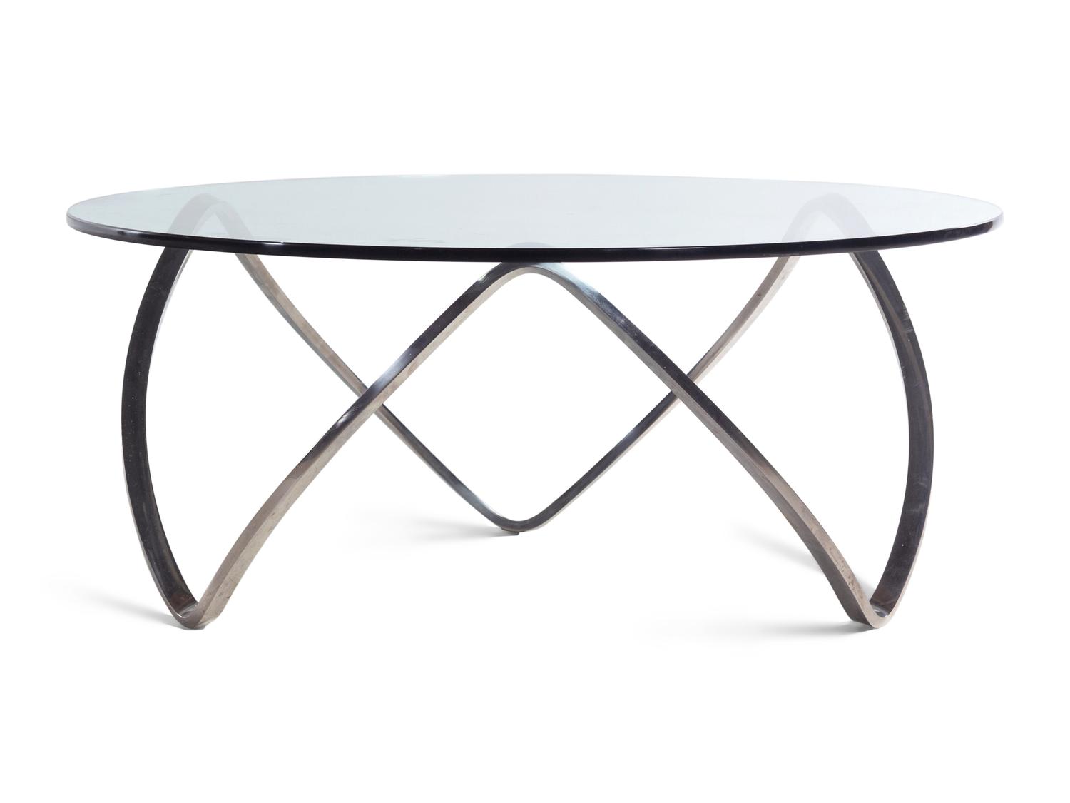 A Modernist Chrome and Glass Low Table