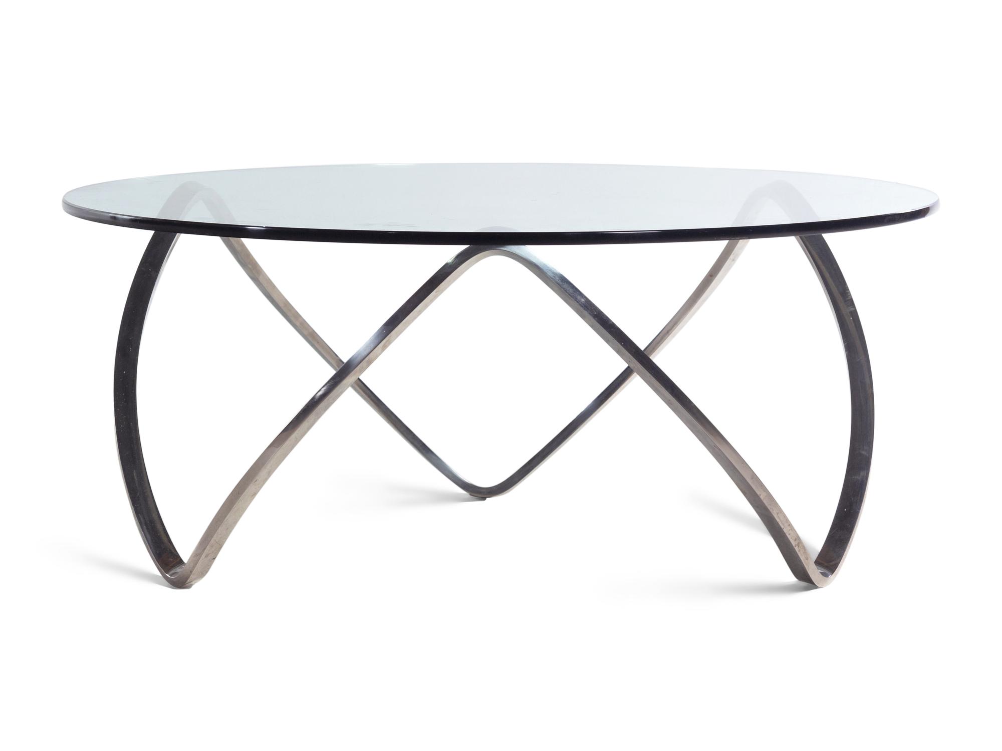 A Modernist Chrome and Glass Low Table