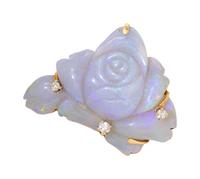 A 14 Karat Yellow Gold, Opal and Diamond Pendant/Brooch,
