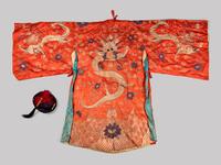 An Embroidered Silk Theatrical 'Dragon' Robe and an Official Hat