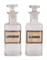 Four Glass Apothecary Bottles