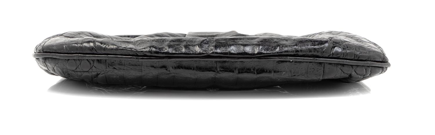 Nancy Gonzalez Black Crocodile Leather Clutch, 1980-90s