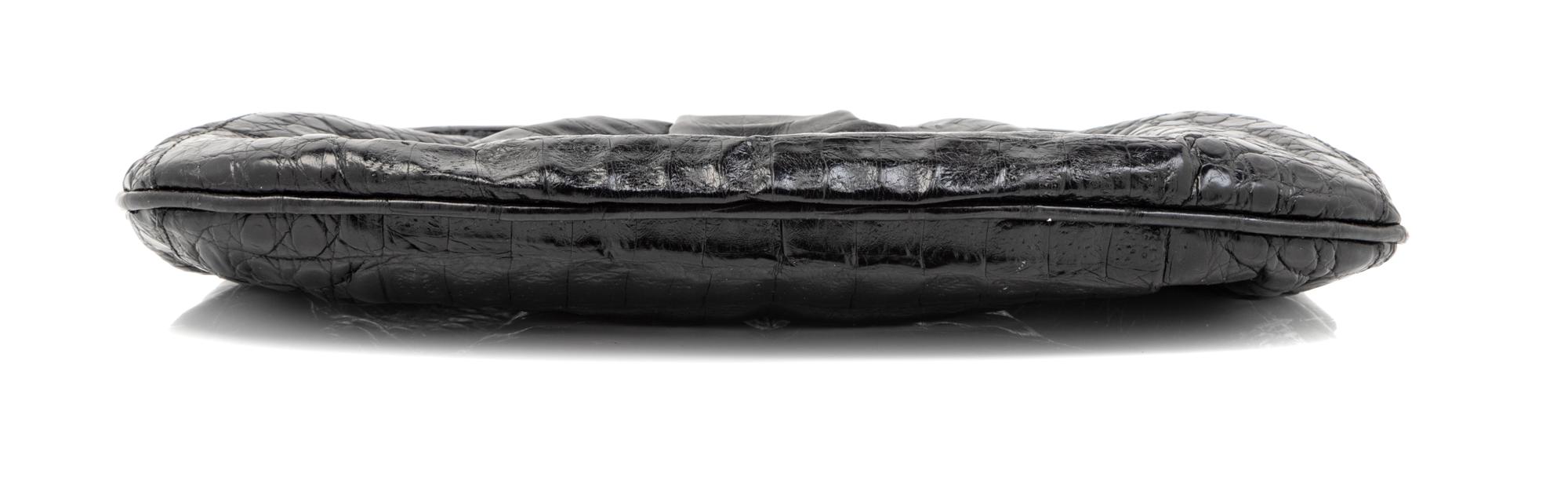 Nancy Gonzalez Black Crocodile Leather Clutch, 1980-90s