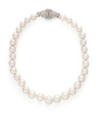 CULTURED PEARL AND DIAMOND NECKLACE