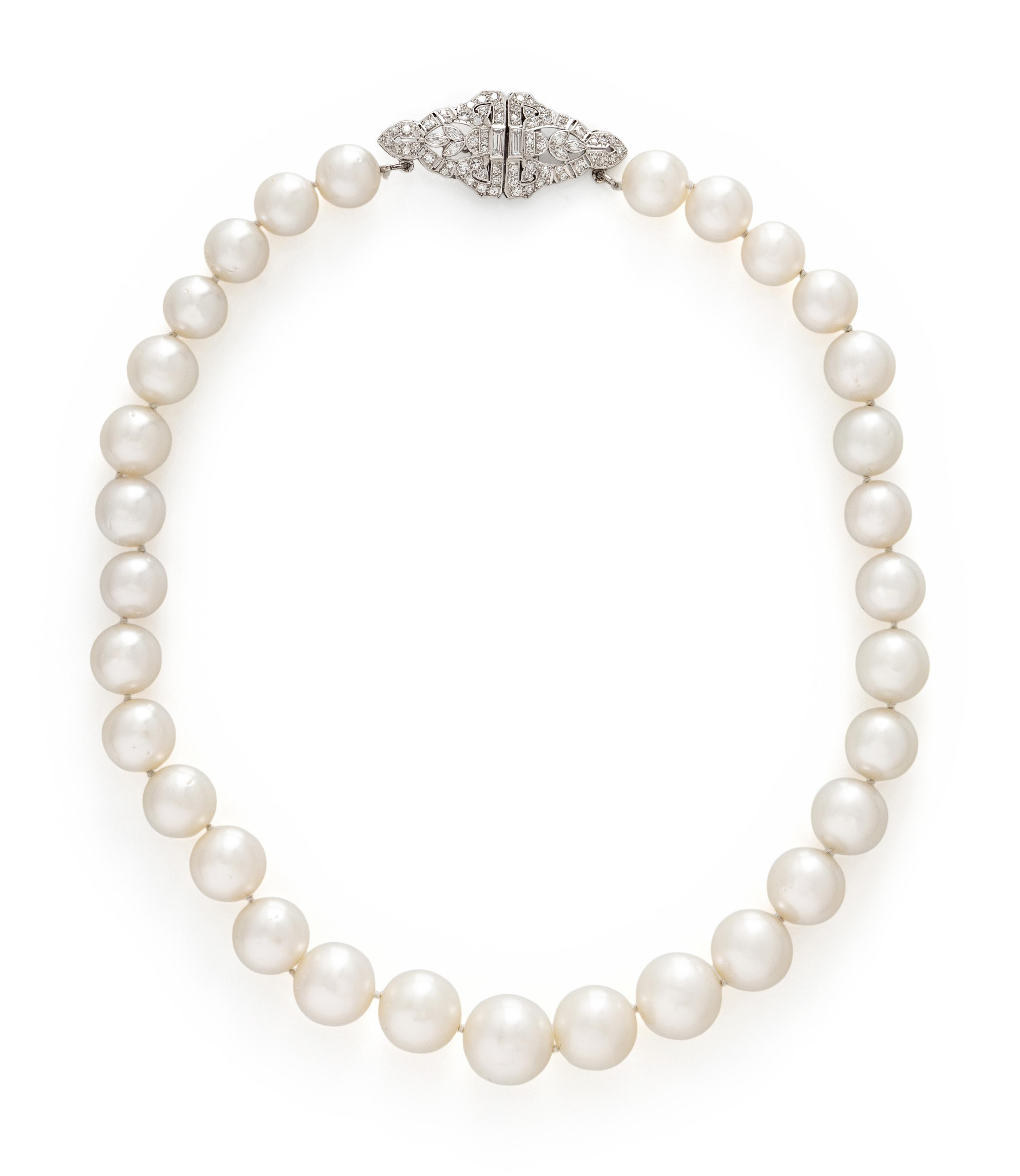 CULTURED PEARL AND DIAMOND NECKLACE